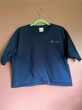 Vintage Champion navy cotton crop tee XL